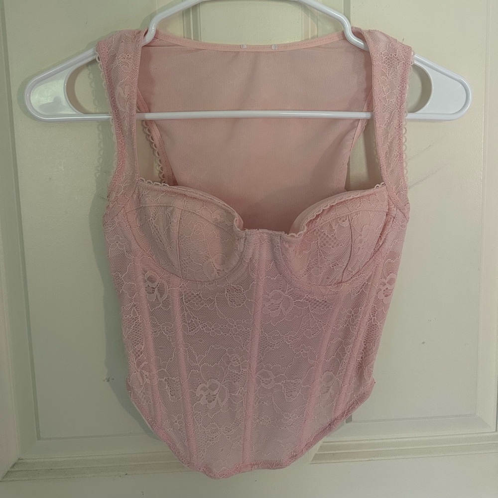 Pink Lace Sleeveless Bodysuit